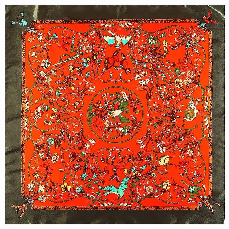 90cm våren kvinna scarf blomma och fågel botanik tryck mjuk siden halsdukar hijab halsduk halsduk märke matagorda tillbehör