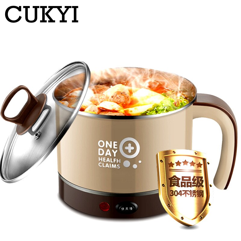 1.5L Household Electric Cooking Pot Boil Cup Fast Heat Skillet Thickened Stainless Steel liner Multifunction Rice Cooker Hotpot