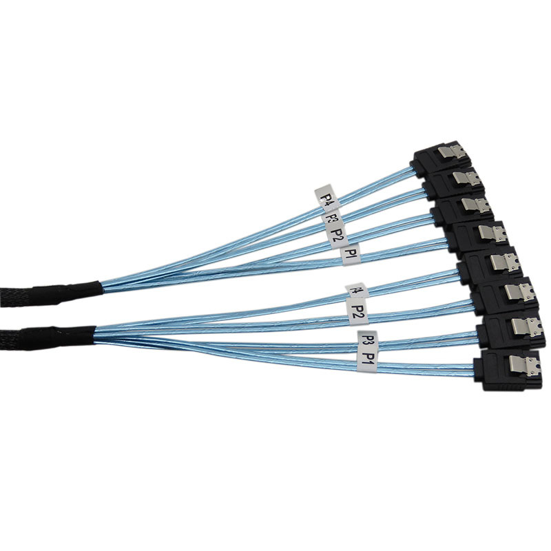 BUCIER Hot Plug 7pin High Speed 6Gbps 4 SATA Cable For Server 60cm Length
