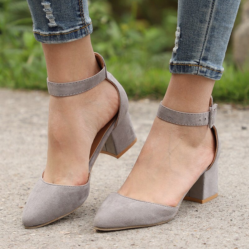 Women Sandals With 3cm Block Heels Summer Shoes Women Casual Ankle Strap Sandalias Mujer Plus Size Summer Sandals Female