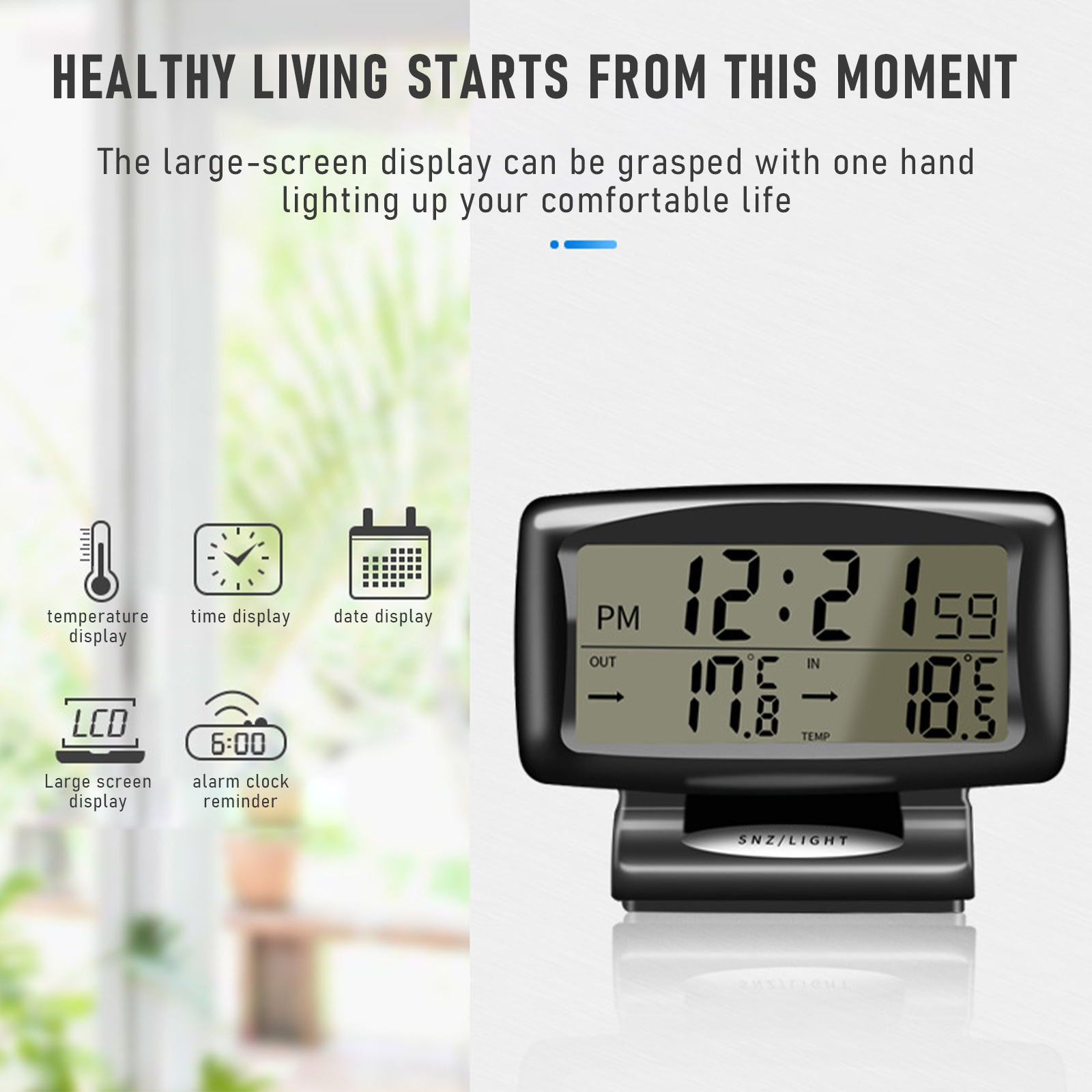 LED backlight Thermometer Digital Alarm Clock Auto Vehicles Temperature Gauge Car Electronics Car Clock Dashboard Clock