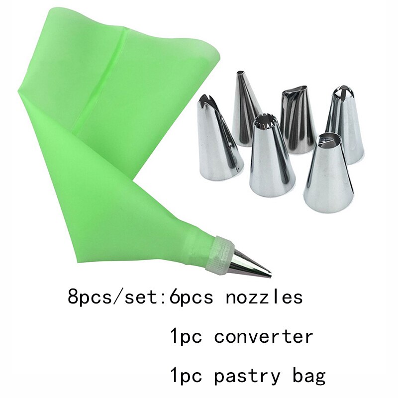 Silicone Forms Icing Piping Nozzles Pastry Bag Pastry Bakeware Baking Tools Fancy Cake Mold Cake Decorating Tools 3/8/14/18pcs: 8pcs green