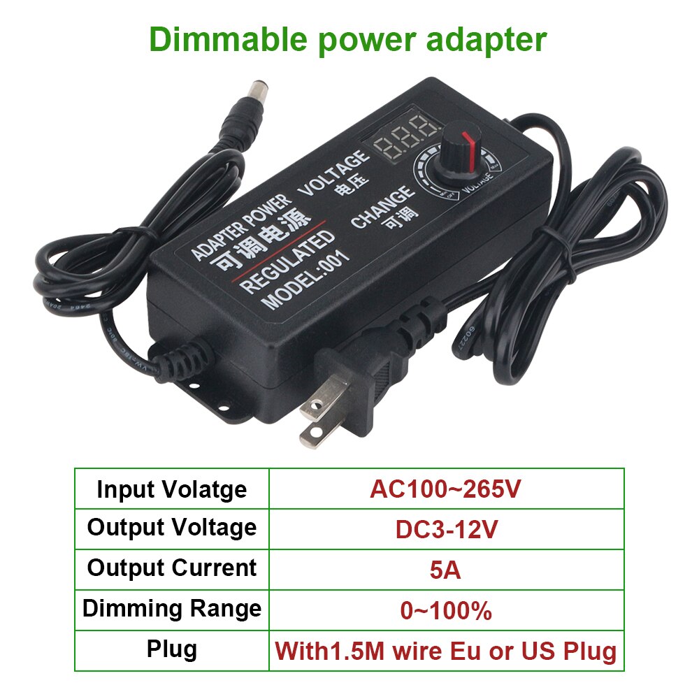 Power Adapter DC3-12V 5A Led Digital Display Volta... – Grandado