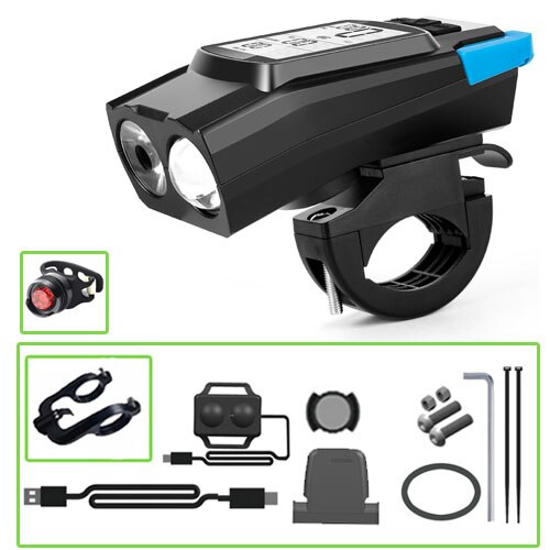 Bike Speed Meter Digital Bike Computer Multifunction Waterproof Sports Sensors Bicycle Speedometer Bike Light Horn 3 in 1: Blue D2