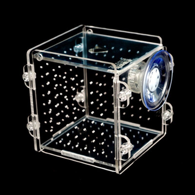 Aquarium Acrylic Fish Bowls Tank Breeding Isolation Box With Sucker For Baby Fish Hatchery Rooms Incubator Reptile Cage
