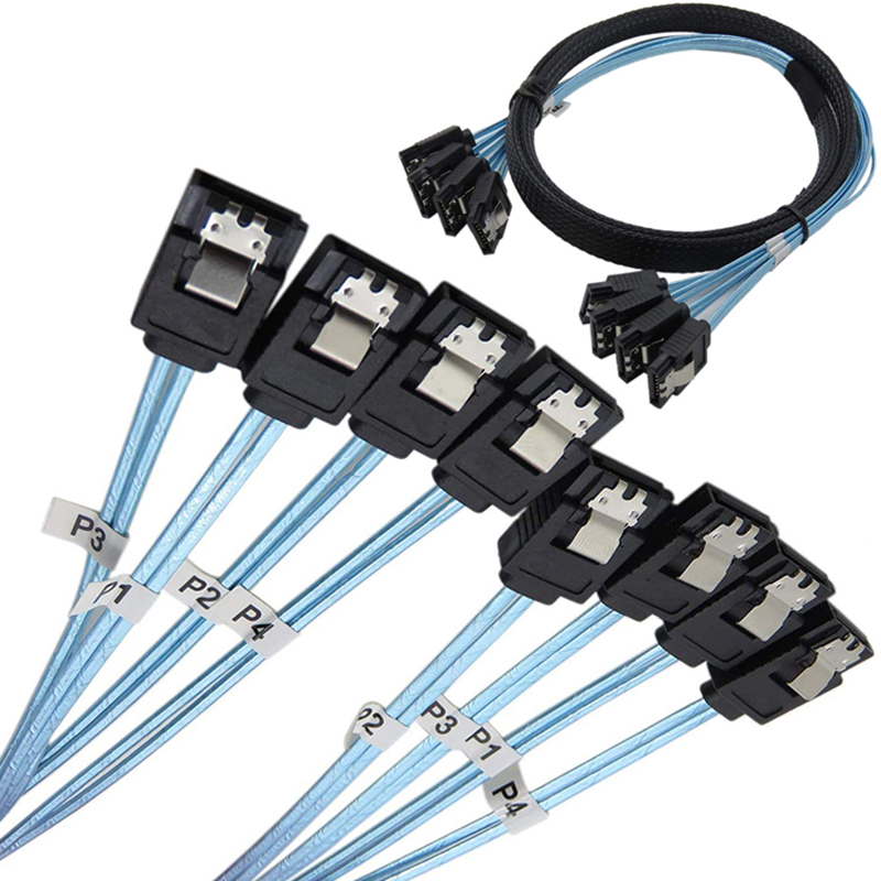 4/6 unids/set Cable Sata a Sata 6 puertos/juego Cable de fecha Sata 7 pines a Sata Cable Sas de 7 pines Cable divisor HDD de 6Gbps para servidor
