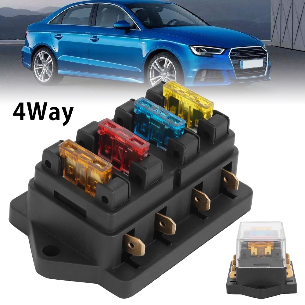 1pcs 4 Way Fuse Box DC 12V 24V 40A Circuit Car Trailer Auto Blade Fuse Box Block Holder ATC ATO Fuse Holder with 4 Fuse
