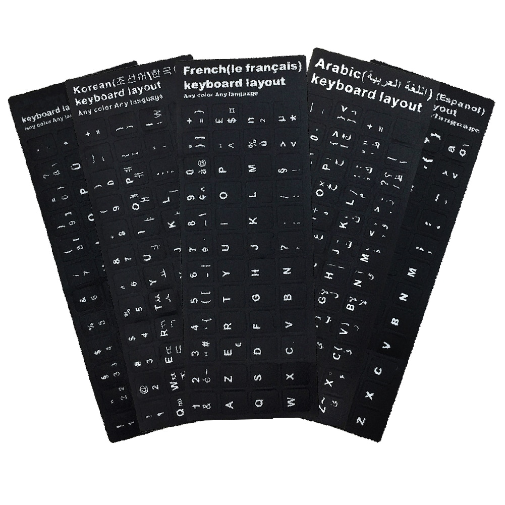 Pegatinas para teclado, Accesorios para ordenador portátil, teclado ruso, letras en español, inglés francés, pegatinas para teclado de ordenador portátil
