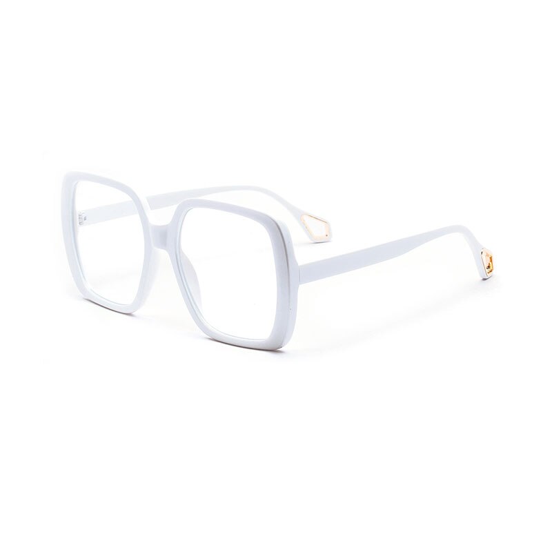 So & ei overdimensionerede firkantede beskyttelsesbriller kvinder briller ramme klar linse vintage semi-metal briller mænd optiske briller rammer: Hvid
