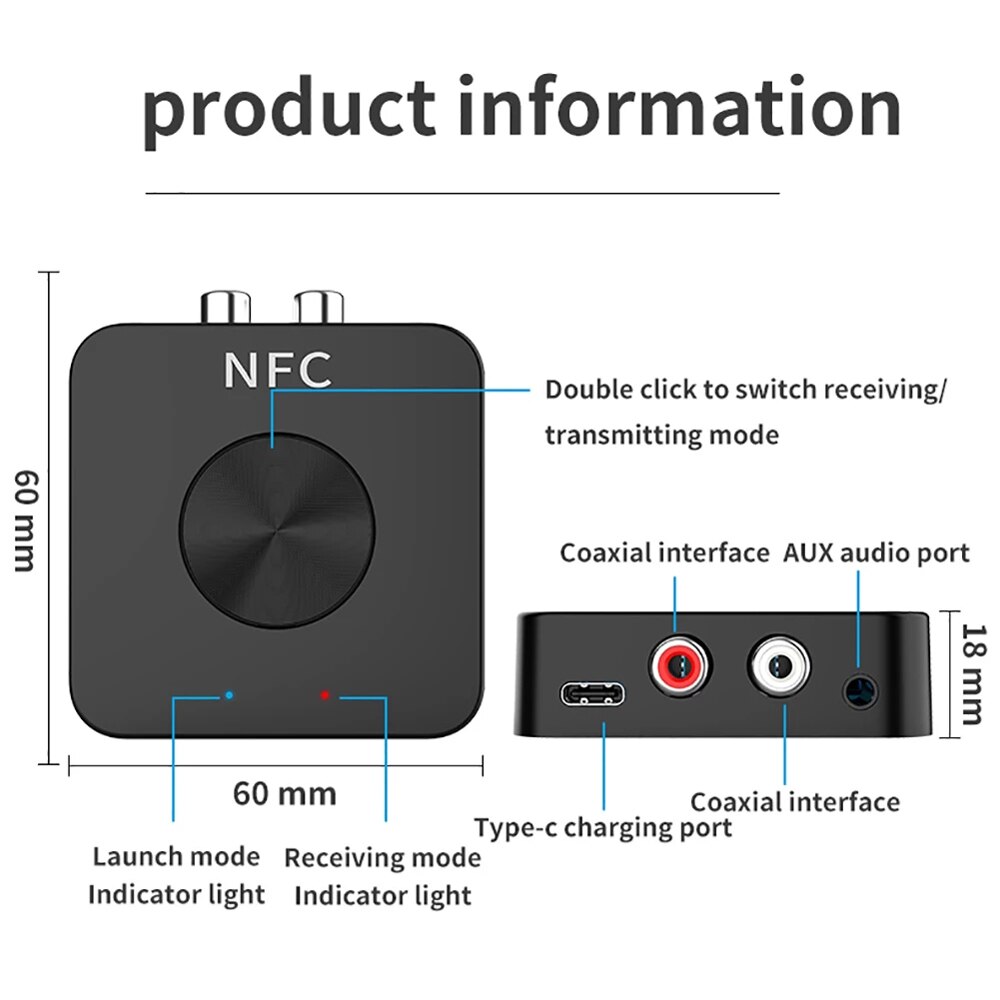 BT21 2 In 1 Nfc Bluetooth-Compatibel 5.0 Adapter Dongle 3.5Mm Aux Jack Draadloze Audio Muziek Ontvanger Zender voor Auto Speaker