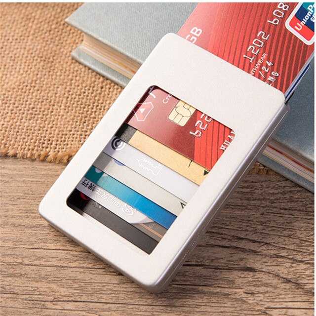 Minimalist Slim Card Holder for Men and Women Aluminum Alloy Card Case Credit Card Holder Box: Stainless Steel