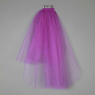 Velos De primera comunión para niñas, velo De tul con peine, corto, De flores, 7 colores, blanco, negro, rojo y rosa: Purple