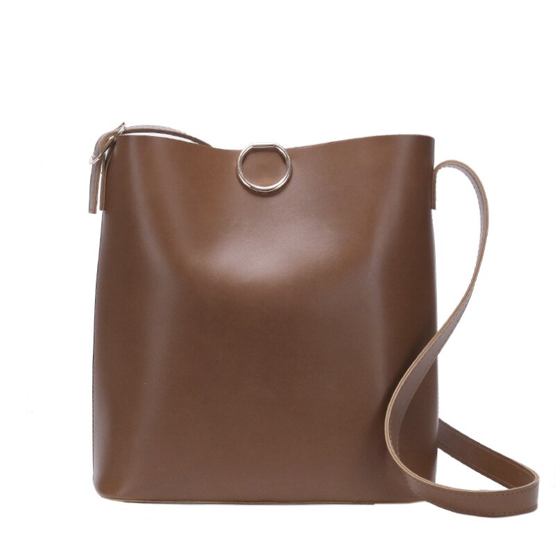fest Farbe groß Tasche Frauen's Winter Stil cool unterschiedlich Größe Taschen Pu Eimer Tasche lässig Crossbody Tasche