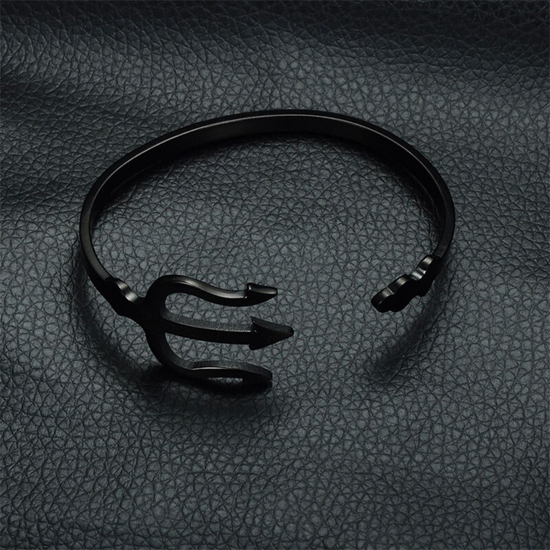 1 pc aço inoxidável garfo de peixe pulseiras tamanho aberto tridente garfo pulseira estilo punk para todas as meninas dos homens bonitos 4 cores jóias