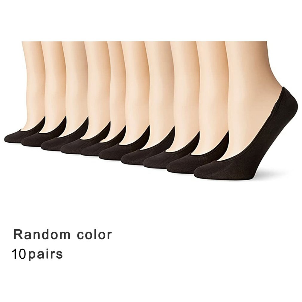 Calcetines invisibles antideslizantes para mujer, calcetín plano de algodón, tobilleros, respetuosos con la piel, 10 pares