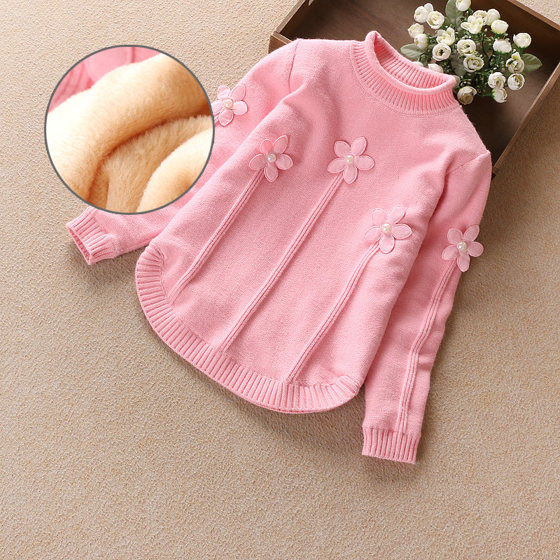 2021 Ins New Fashion Girls maglioni invernali maglioni Pullover in pile spesso invernale abbigliamento per bambini: pink / 6