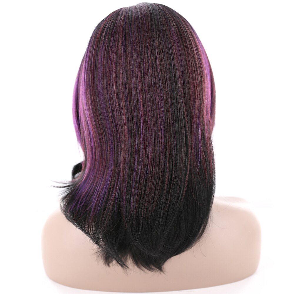 Brown Color Synthetic Hair Wigs With Bangs Side Part X-TRESS High Temperature Fiber Glueless Hairpiece Straight Women Short Wig: OS1530