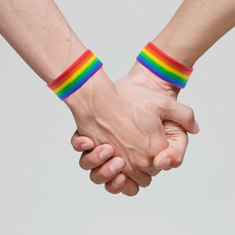 Moda quente silicone arco-íris orgulho pulseira de borracha pulseira para mulheres masculino mutilayered gay lésbica pulseira de jóias presente