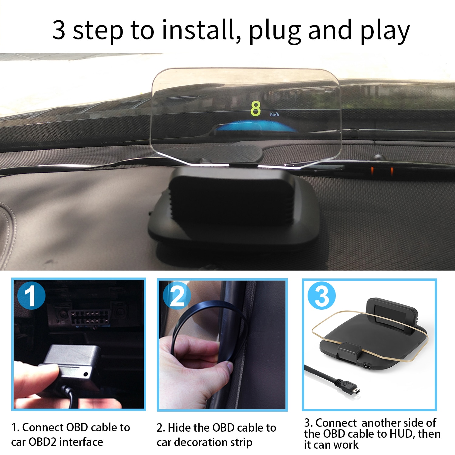 C1 – affichage HUD pour voiture, affichage électronique tête haute, indicateur de vitesse, GPS, alerte de survitesse, OBD2 + GPS, double , nouveauté