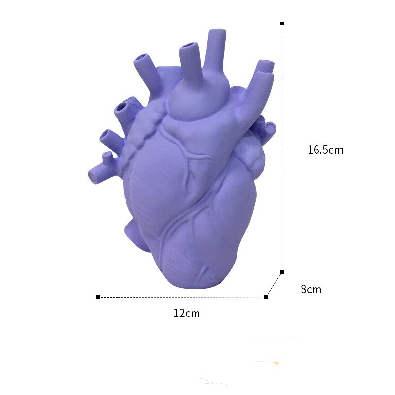 Anatomisches Herz bilden Blume Vase nordisch Stil Blume Topf Getrocknete Vasen Skulptur Schreibtisch Blumentopf für Wohnkultur Ornament: Violett S