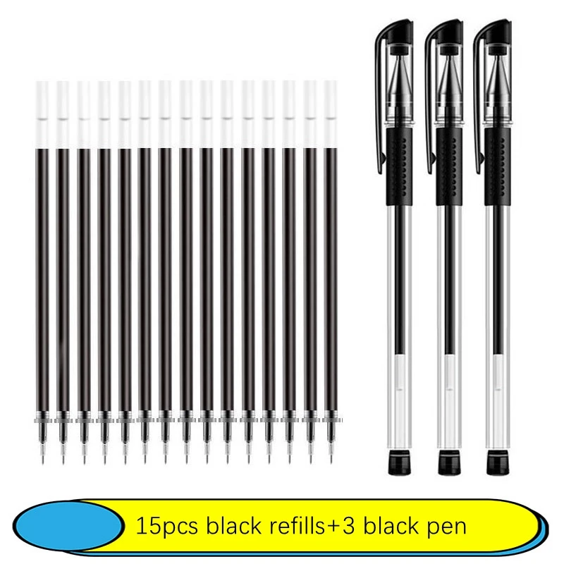 6-25Pc 0.5mm Gel Pen Set Neutral Pen Black/Blue/Red Color Replacable Refill Smooth Writing School Stationery Supplies