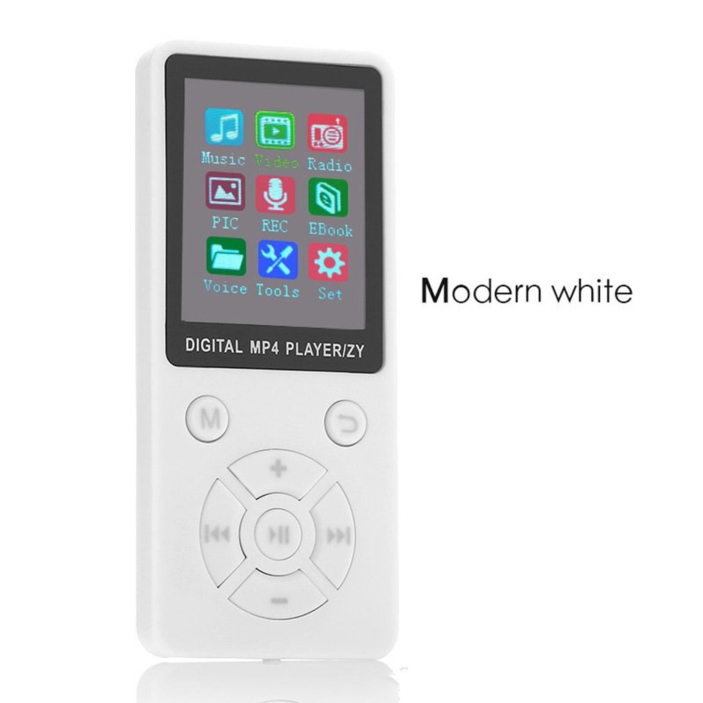 Lettore musicale MP4 MP3 leggero Wireless T1 con schermo Mini lettore portatile ultrasottile tipo di pulsante regolabile: White