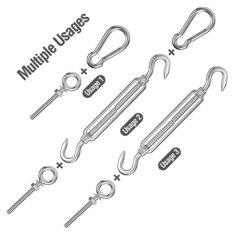 10Pcs 304 Stainless Steel M8 Heavy Duty Sun Shade Sail Fixing Kit Triple-Cornered Garden Patio Canopy Sunscreen Hardware