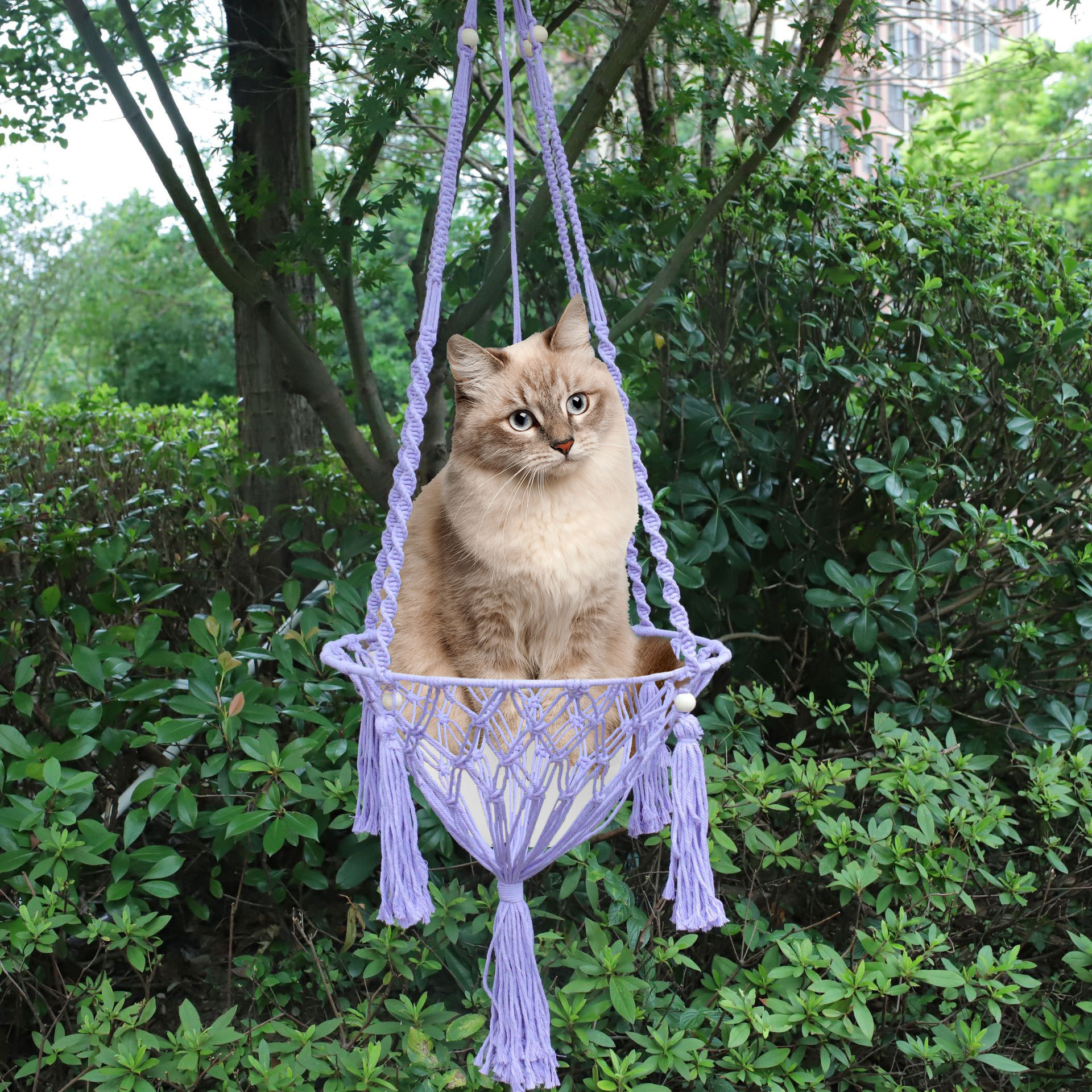 Macrame Handgemachte Webart Hängematte Für Katze Und Kleine Haustier Dekoration Hängen Zauberstab Schaukel Baumwolle Netz Tasche Bett Boho Hause Haustier Nest Dekor: S158 c24 01