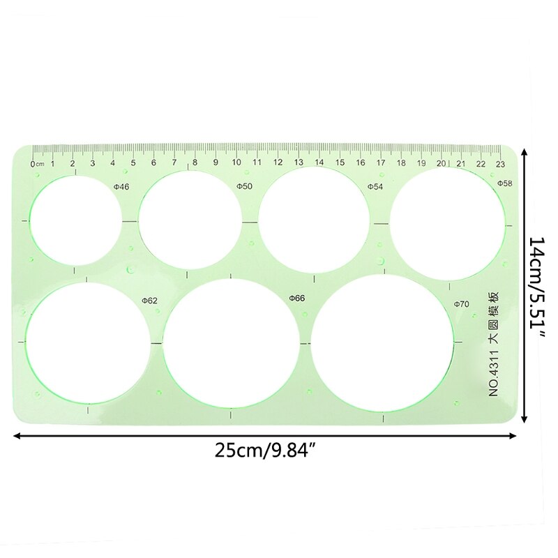 Plastic Ruler Circles Geometric Template Ruler Stencil Measuring Student School Accessories