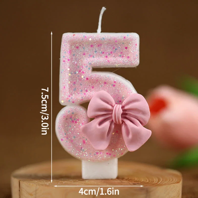 Number Cake Candle Pink Glitter Birthday Candle 1 2 3 4 5 6 7 8 9 3D Number Candle Cake Topper Birthday Party Cake Decor: cream