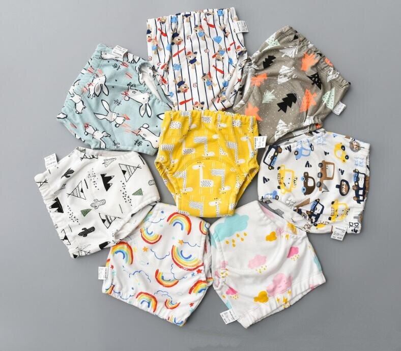 Cotton Potty Training Pants Kids Baby Diapers Reusable Nappies Washable Cloth Diaper Nappy Waterproof Baby Toddler Underwear 1pc
