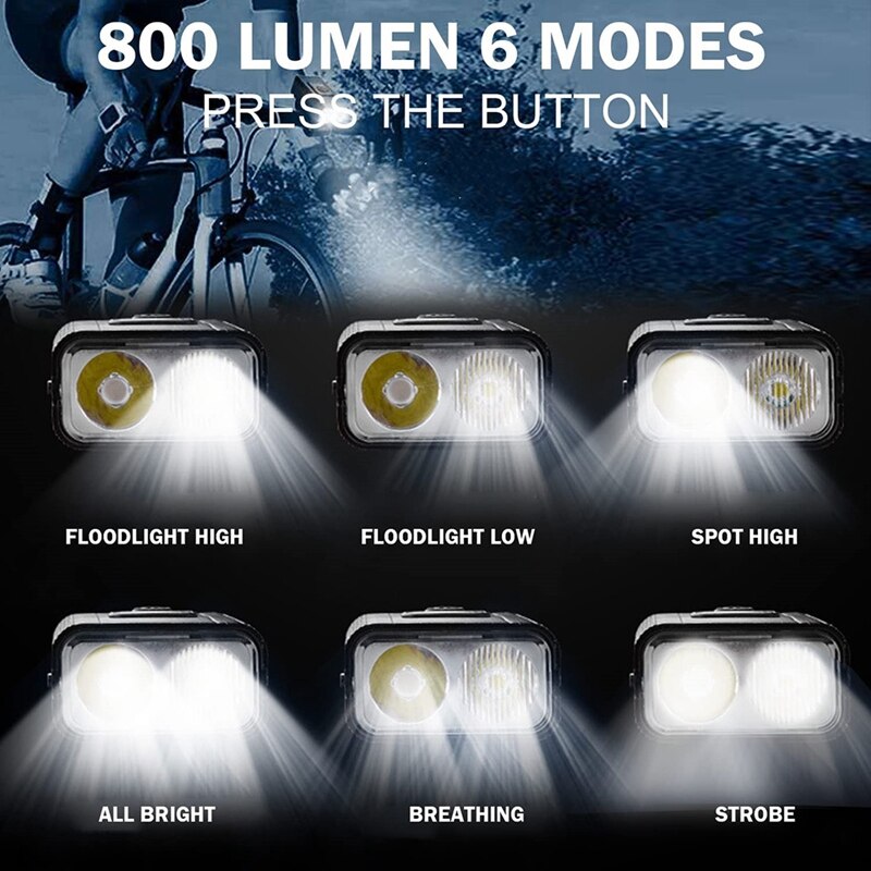 Bike Front Light Rechargeable 800 Lumens With 4 Hours Runtime Bicycle Accessories