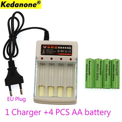 Kedanone AA batterij 3000 1.5 V Quanlity Oplaadbare batterij AA 3000 mAh BTY NI-MH 1.5 V Oplaadbare Batterij + lader: 4PCS AA 1 charger