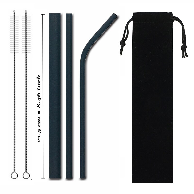 Paille métallique réutilisable colorée de , en acier inoxydable 304 avec brosse de nettoyage pour tasses 20/30oz,: Set 15