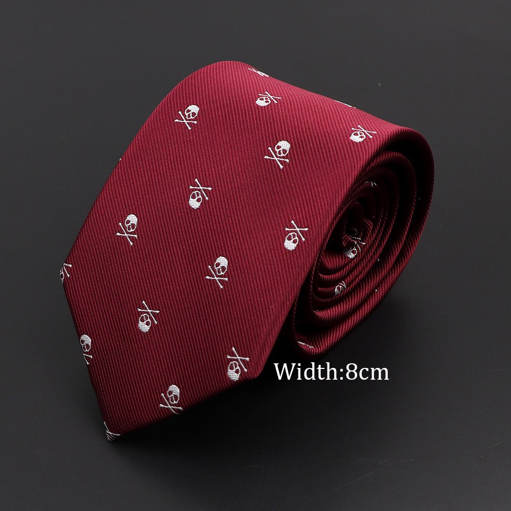 décontracté crâne cravates pour hommes classique mince 8cm Polyester cravates homme cravate pour hommes mariage marié cravate d'affaires: 6