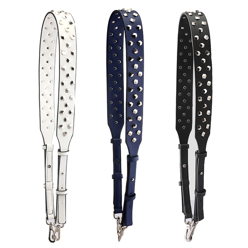 PU Rivet Wide Crossbody Bag Strap For Women PU Adjustable Long Handbag Belt Female Metal Replacement Shoulder Bag Strap