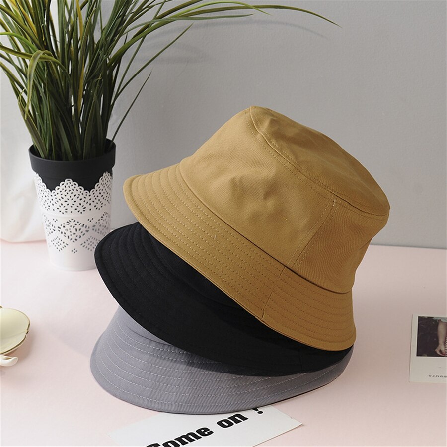 Nuovi cappelli a secchiello in cotone Unisex donna estate protezione solare cappello Panama uomo colore puro Sunbonnet fedora cappello da pescatore all&#39;aperto cappello da spiaggia