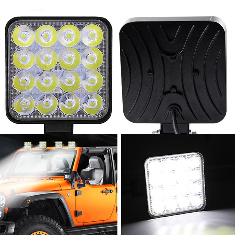 2Pcs 48W Square Bright LED Spotlight Work Light Car SUV Truck Driving Fog Lamp for Car Repairing Camping Hiking Fishing CSV