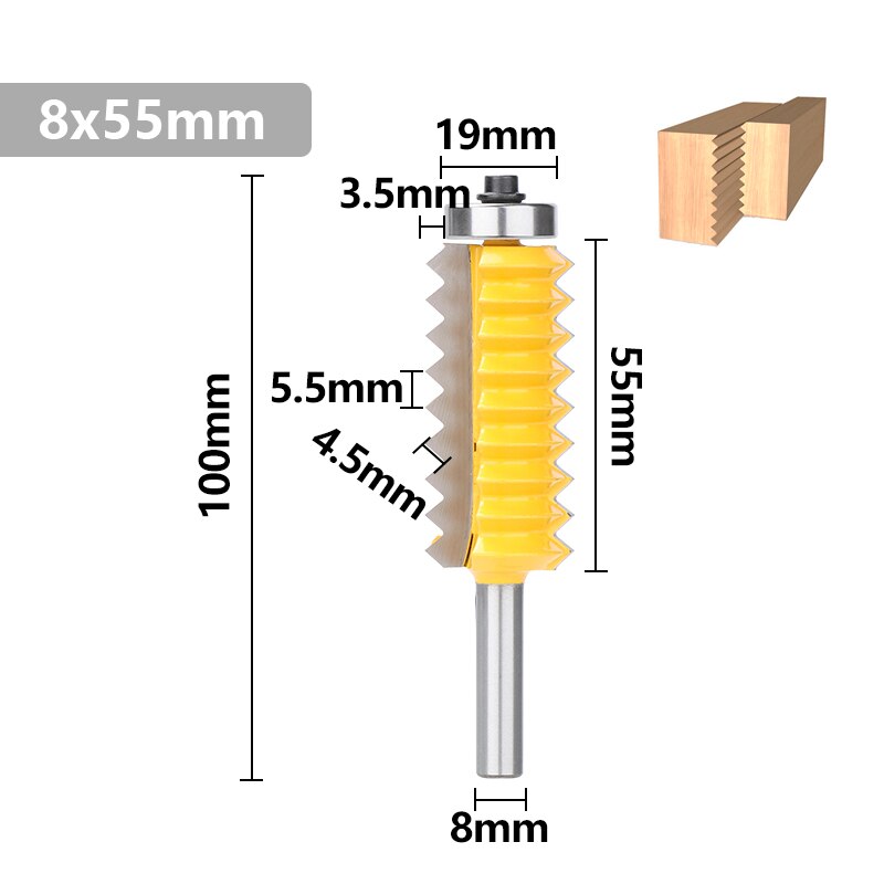 XCAN Joint Router Bit 8mm Shank Raised Panel V Joint Bits Finger Joint Glue Milling Cutter Tenon Cutter Wood Router Bit: 8x55mm