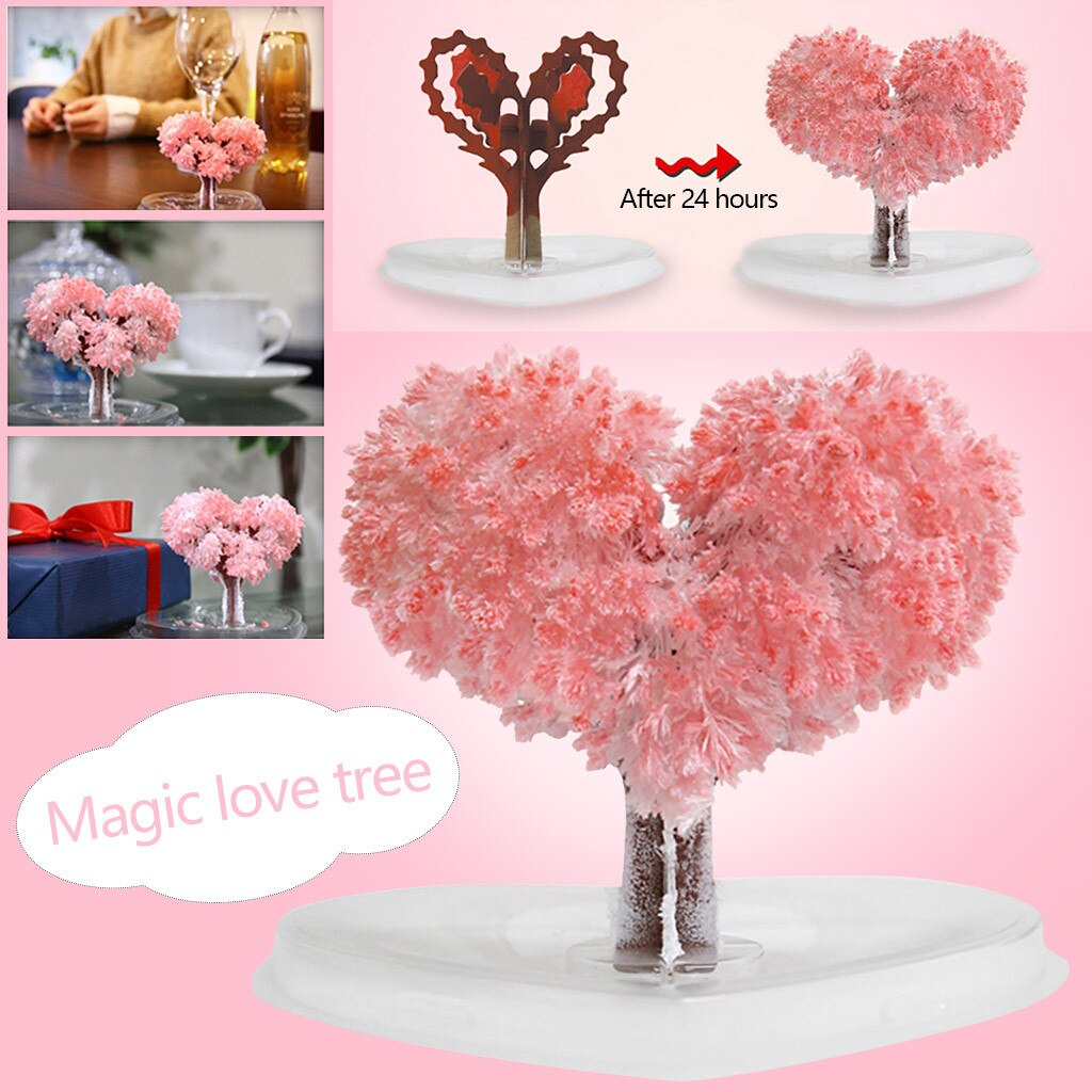 Hartvormige Papier Boom Bloeiende Creatieve Kleurrijke Magic Groeiende Boom Speelgoed 5Ml Magic Kunstmatige Sakura Boom Baby Speelgoed bloem