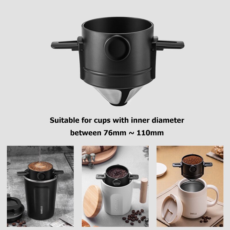 Vikbart rostfritt stål kaffefilter bärbart droppbrygg kaffehållare lätt rengör återanvändbar papperslös häll över kaffedroppar