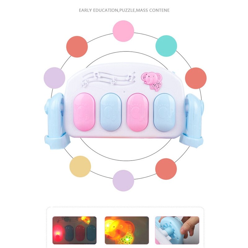 Tapis de jeu pour bébé, jouets de gymnastique pour bébé, tapis de jeu, hochets lumineux doux, tapis musical, tapis d'activité rampant pour bébé de 0-12 mois, jouets