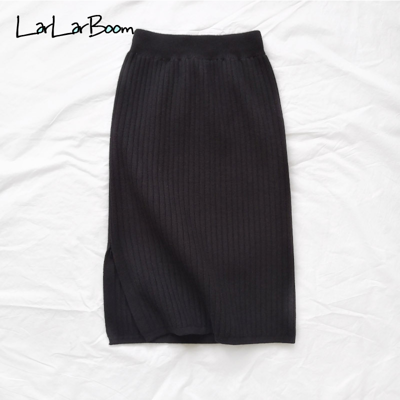 LarLarBoom Girl Knitted Skirt Autumn Winter High Waist Slit Kids Tight Skirt Children's Clothing for 2-7Years Girl Skirt
