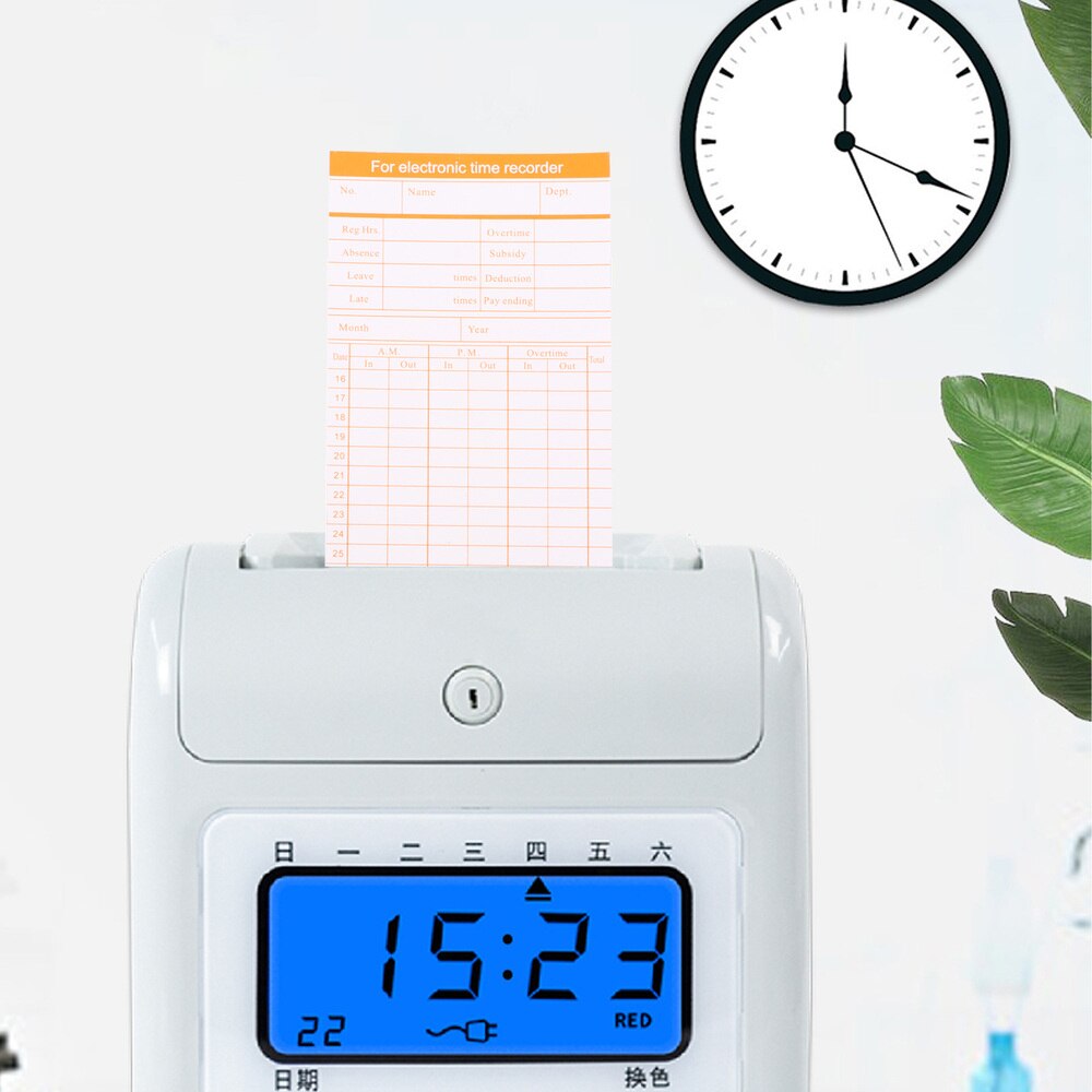 1 set of Practical Durable Useful Clock Paper Attendance Recorder Time Card