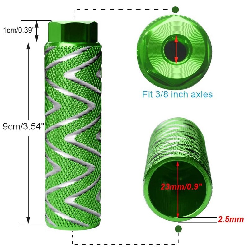 2 Pcs Aluminum Alloy Bike Pegs BMX Pedals Fit 3/8 Inch Axles Bicycle Back Seat Pedals