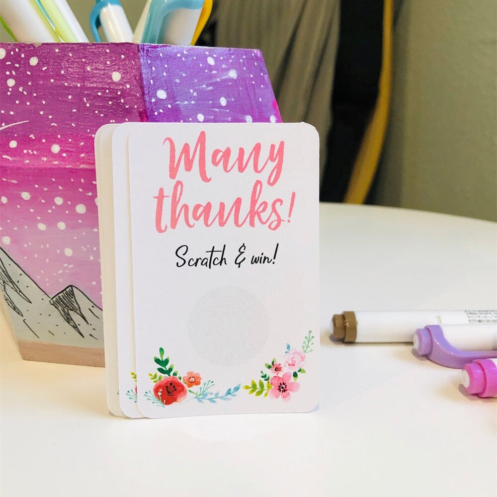 Tarjetas de agradecimiento personalizadas, tarjetas de visita callejeras de Color, tarjetas para rascar, pegatinas florales para negocios, tarjeta de redes sociales personalizada