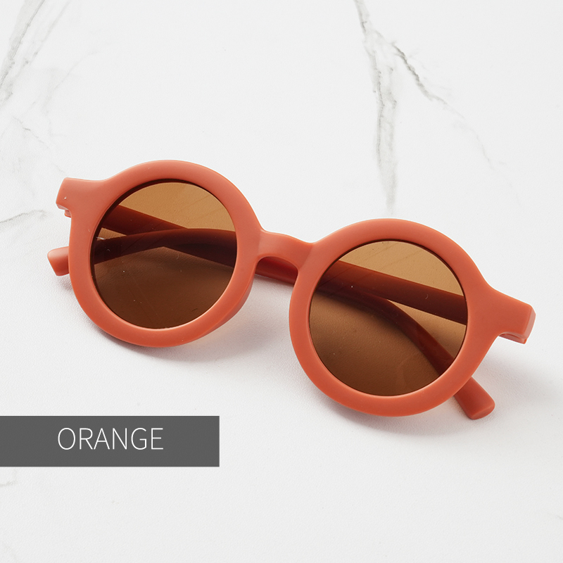 Baby sunglasses matte children's sunglasses trendy round frame retro mocha colored glasses anti purple line: GRAY