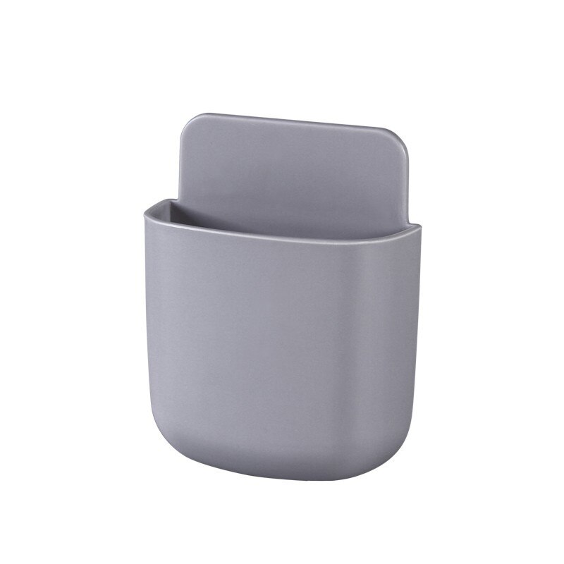 Round/ Square Wall Mounted Remote Storage Box Portable Home Device Remote Control Storage Box Organizer ABS Desktop Phone Shelf: round gray