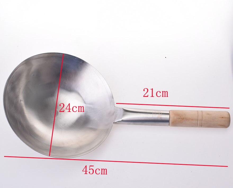 Dicken Großen topf pfannen edelstahl küchenchef Kochen wok große suppe löffel Küche braten topf shell Restaurant griff löffel Eisen: 24cm2