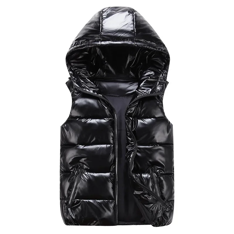 Heren Capuchon Vest - Lichtgewicht Waterdicht Casual Parka Vest met Zakken - Polyester: 4XL / Zwart